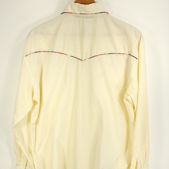 Vintage Van Cort Snap Front Western Shirt Men's XL Light Yellow Distressed - Picture 5 of 11